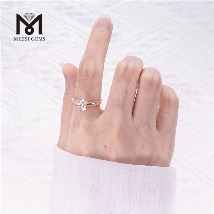 Simplex Style K Aurum OVAL Lab Diamond 14k Rose Aurum Solitaire Ring