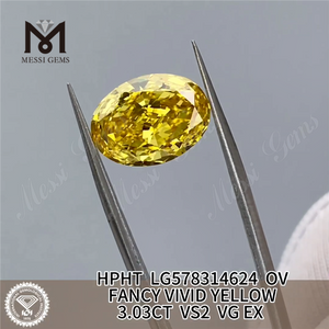 3.03CT OV FRANCY VIVID CLAVUS VS2 VG EX HPHT Yellow Diamond LG578314624