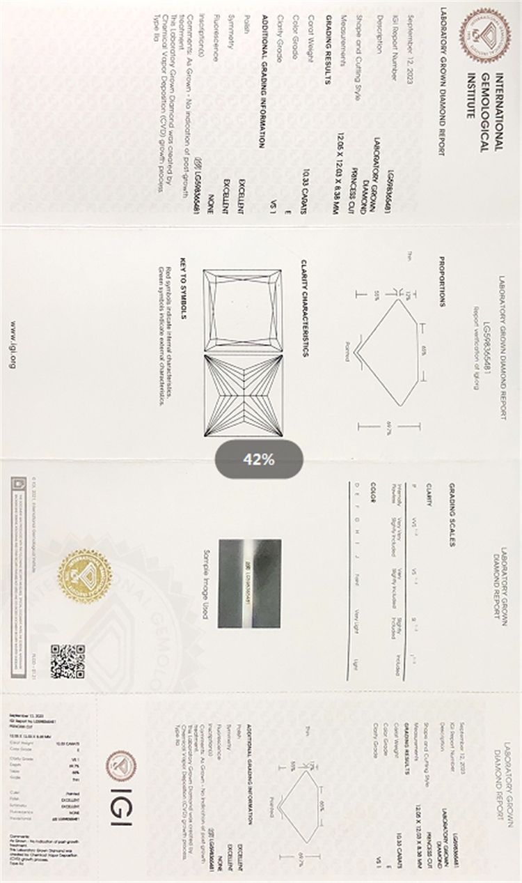 10.33CT E VS1 EX EX SQ Lab Grown CVD Diamond for Mole Purchase Your Competitive LG598365481 