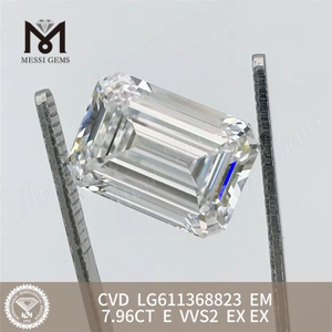 7.96CT E VVS2 zmaragdus incidit adamantem lab CVD LG611368823丨Messigems 