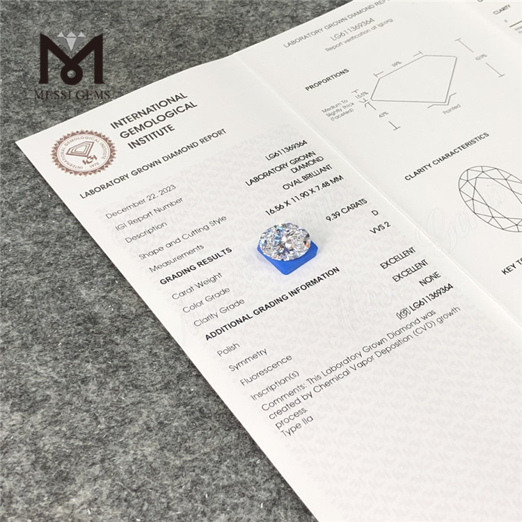 9.39CT lab adamantibus OV D VVS2 LG611369364丨Messigems