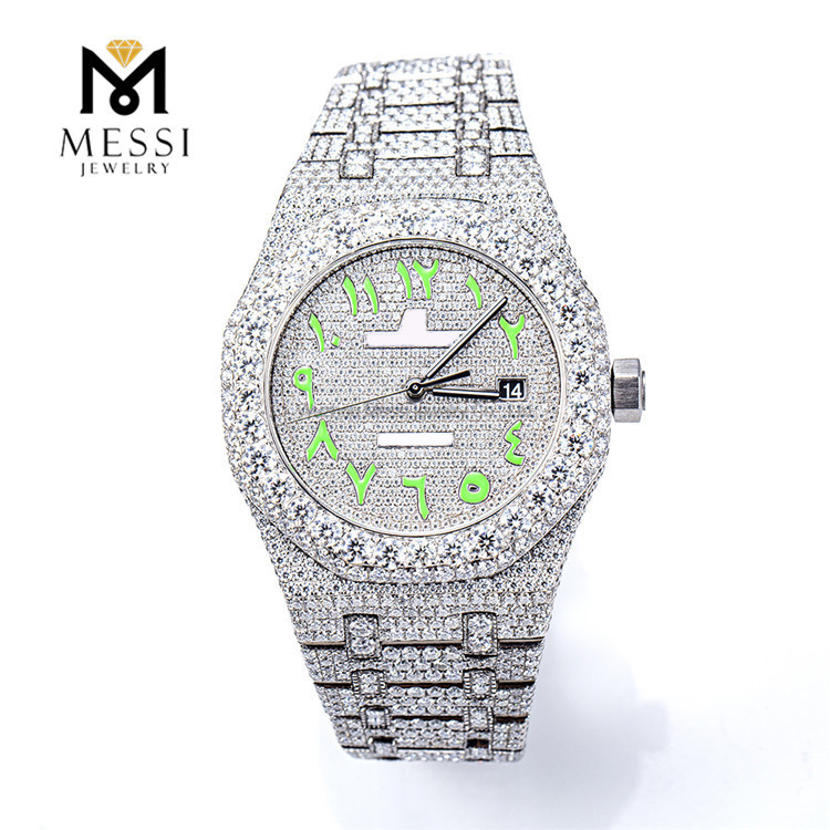 Luxuria & Scintillans Moissanite Iced Out Watch Special Text Mars