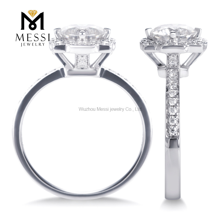 14K Aurum customised 1Ct Lab Diamond Women Fashion Jewelry Halo Ring