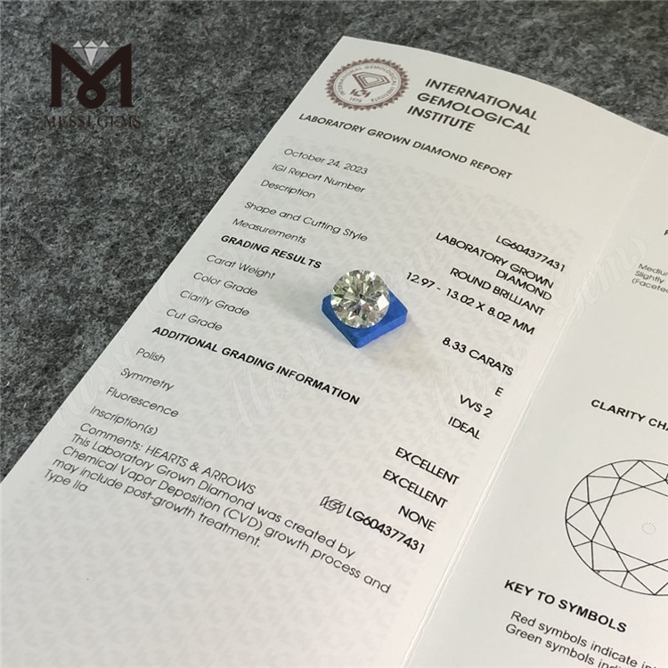 8.33ct igi certified diamond E VVS2 for Creandi Custom Engagement Rings丨Messigems LG604377431