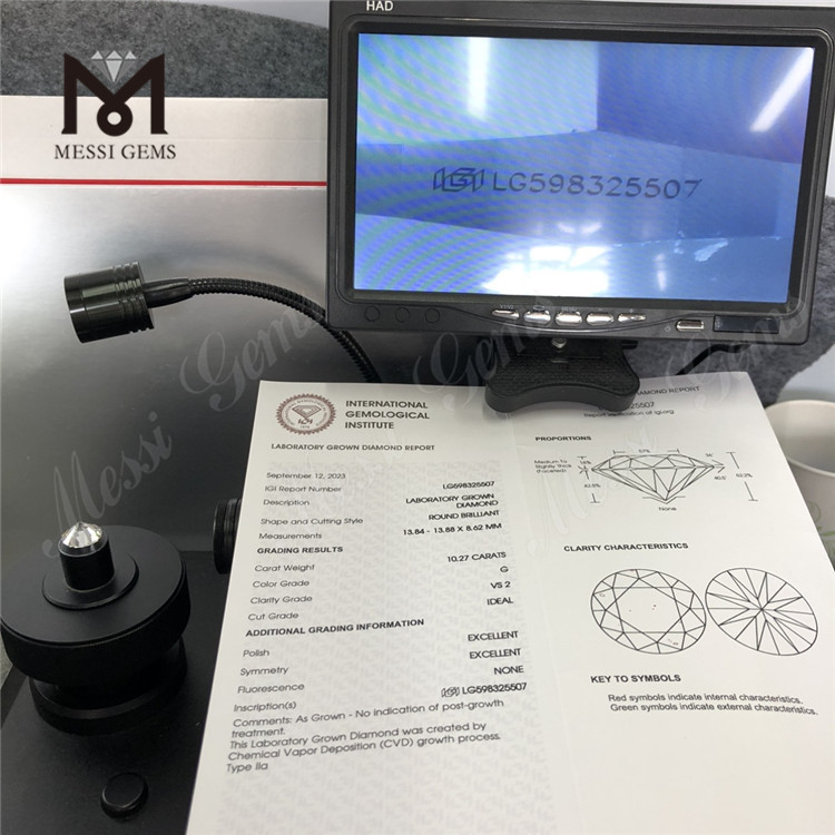 10.27CT G VS2 ID EX EX Man-factis Diamond in mole Quality et Valorem CVD LG598325507丨Messigems