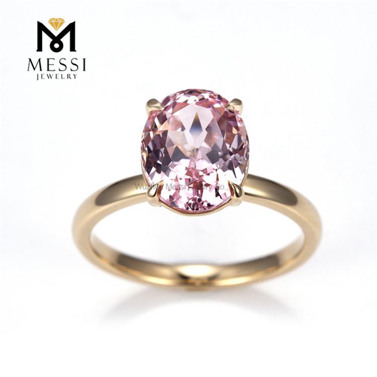 3ct Pink Lab Grown Diamond Yellow Gold Solitaire Ring