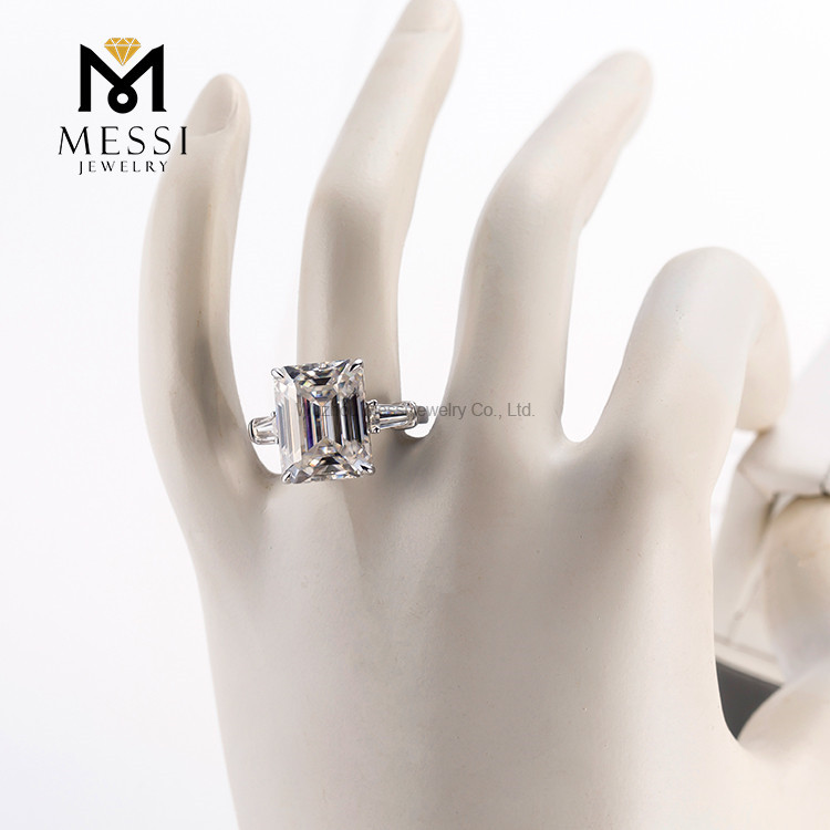 14k 18k aurum aurum tres lapides 4ct magna lab adamas smaragdus sectus 3 Diamond Ring