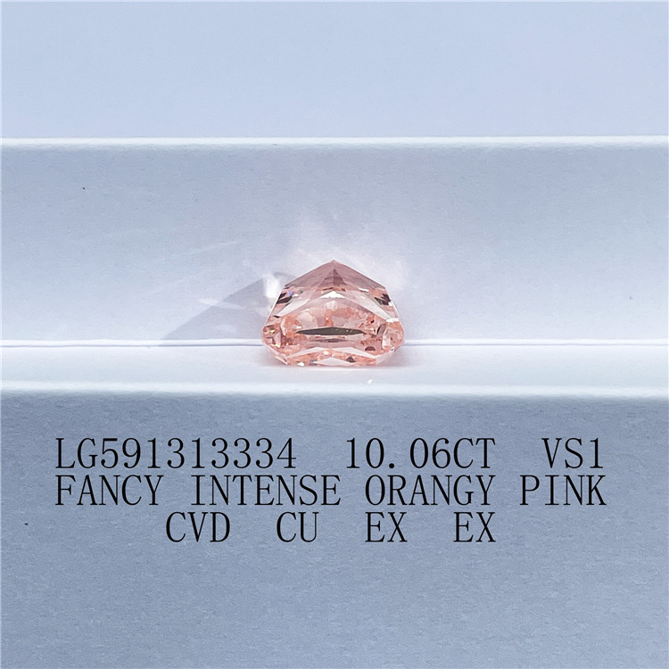 10.06CT VS1 VETUS ORANGE PINK CVD CU EX EX Man Made Pink Diamond.