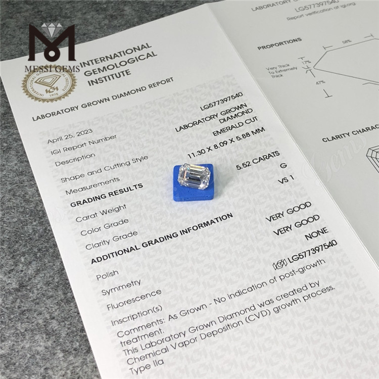 5.52ct G VG CVD Smaragdus Lugdal Lugdal LG577397540 丨 Messigms LG577397540