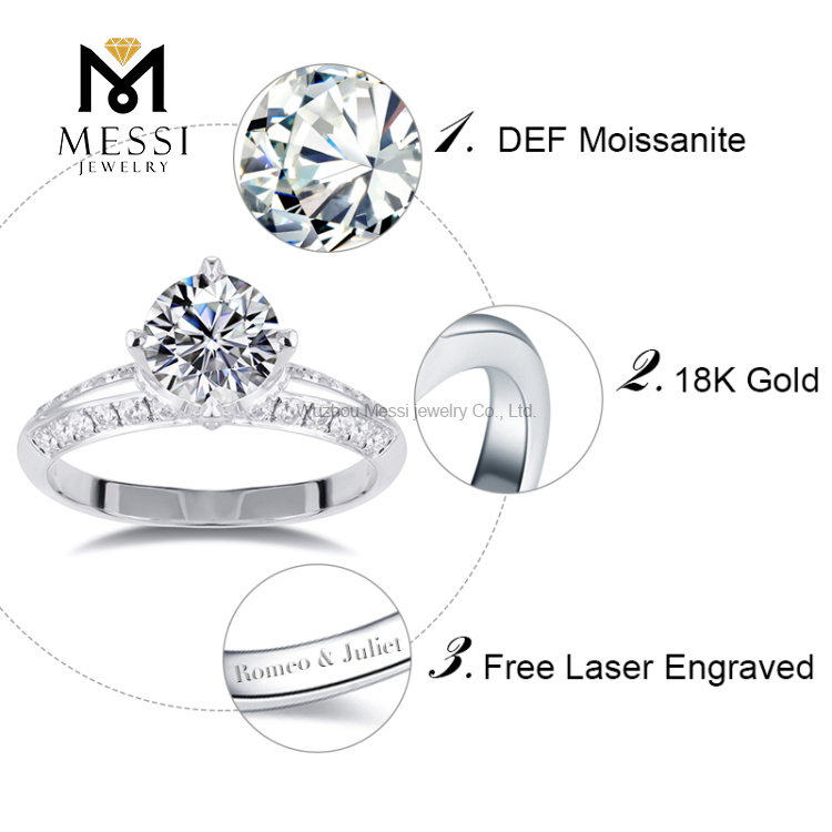 Nativus 4 Claw Moissanite anulus 14k 18K Aurum album Jewelry