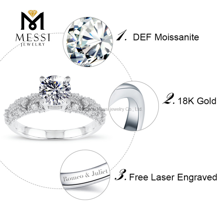 1 carat white gold 14K 18K latest women nuptial moissanite gold anulus