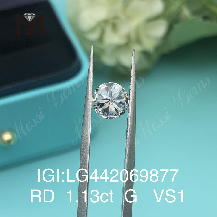 1,13 Carat G VS1 per Brilliant Specimen 2ex Artificially crevit Diamonds