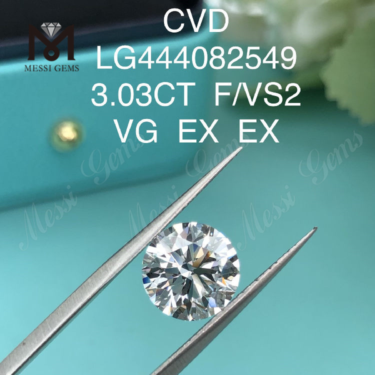 3.03 ct F VS2 Round lab diamonds VG Cut Grade