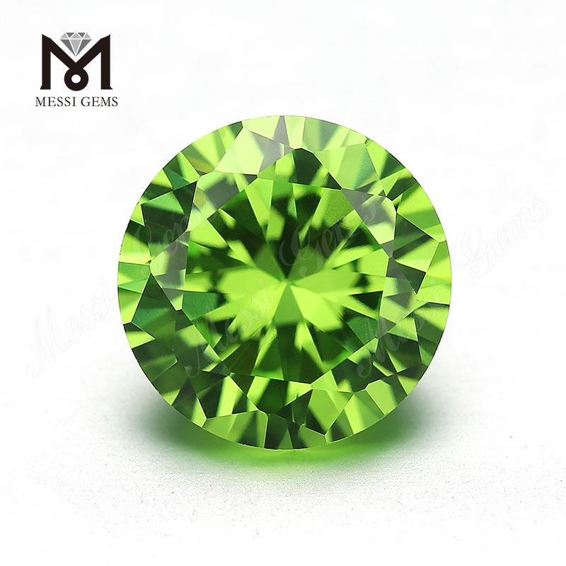 Synthetica cz officina lapidea 8.0mm rotundi pomi viridis coloris cubci zirconia