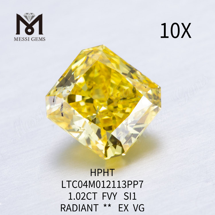 Fancy vivid yellow lab adamantibus radiantibus incisis 1.02ct SI1 
