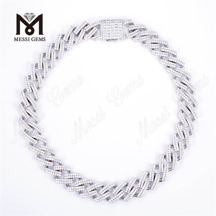 12mm 16mm latitudo 16inch ad 24inch longitudo 925 argenteus moissanitus ligamen torques cubanus calidus