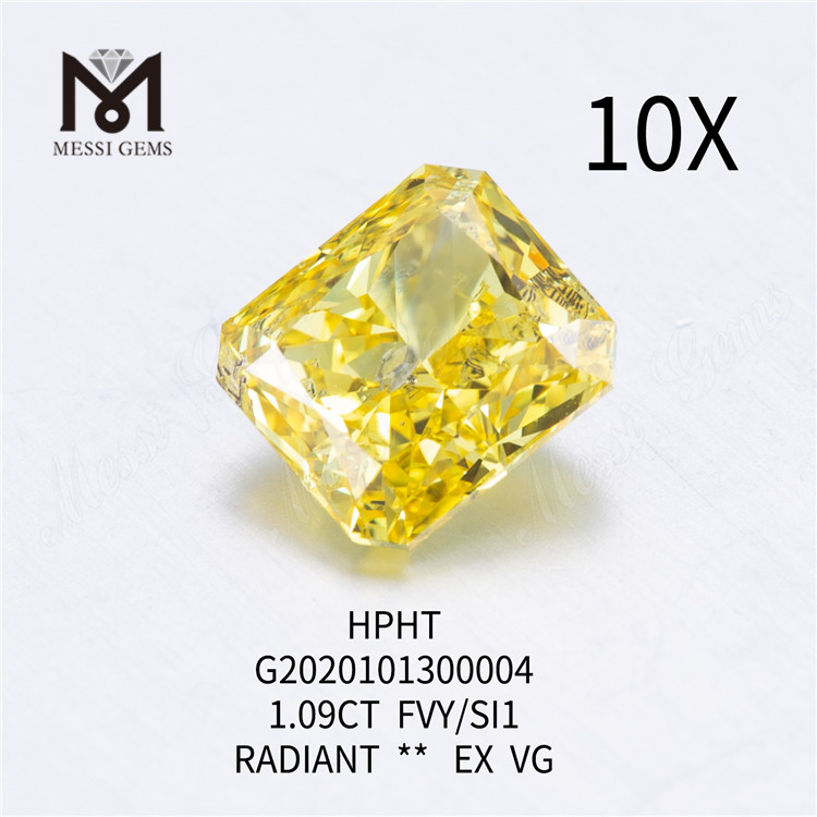 1.09ct FVY/SI1 radians sectis coloratis lab crevit crystallini EX