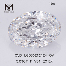 3.03ct F VS1 OVAL CVD Lab Partum Diamond IGI Certificate 