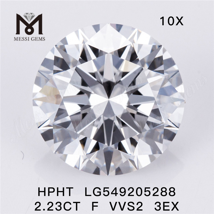 2.23CT F VVS2 3EX lab adamantibus adamantibus circum Cut HPHT adamantibus