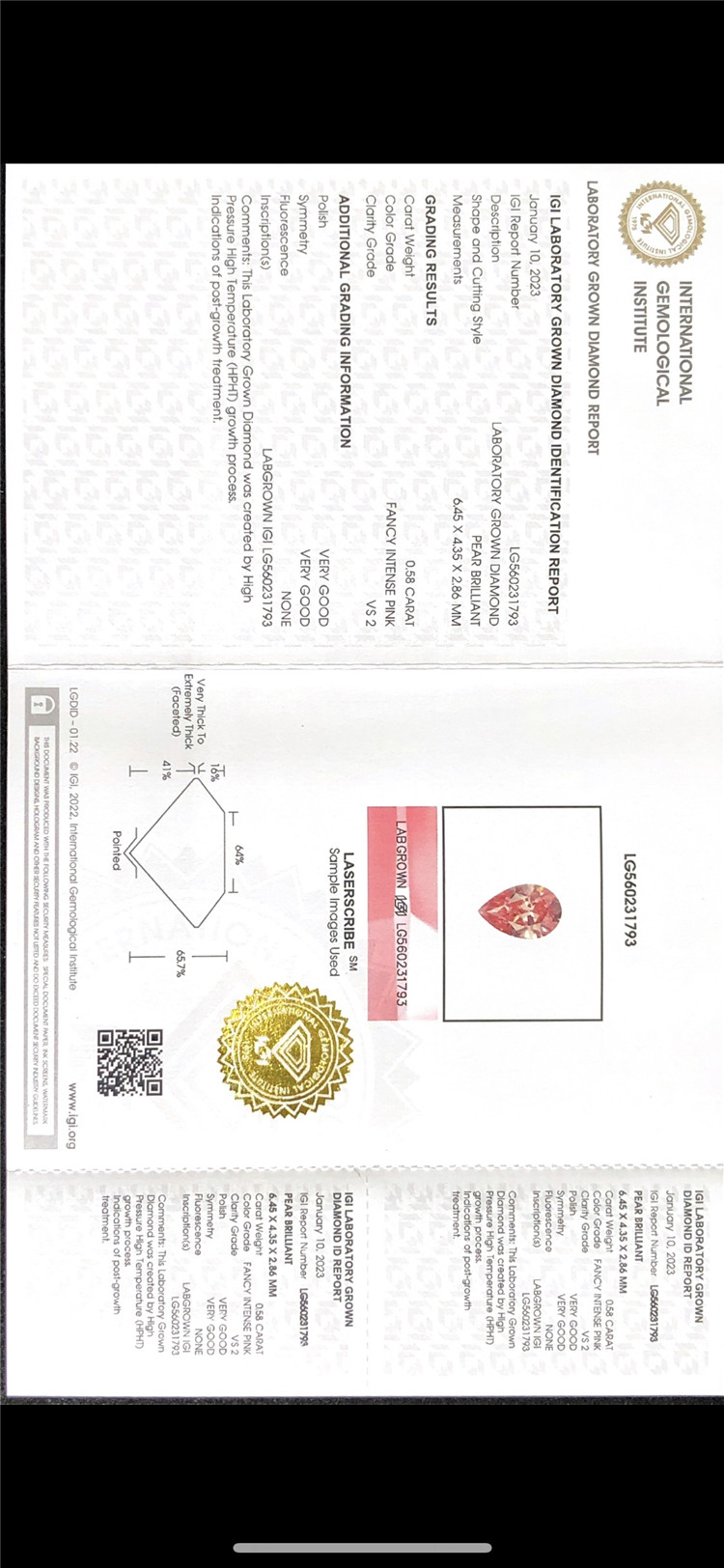 0.52ct rosea lab crevit crystallini manufacturer 