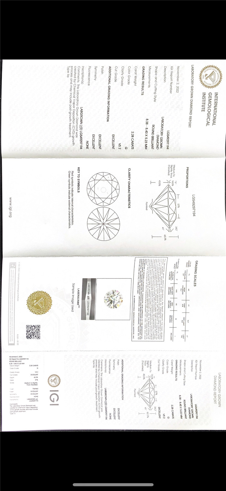 II carat lab crevit adamas pretium