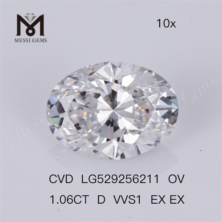 1.06ct D VVS1 EX EX OVAL Synthetica Diamond CVD