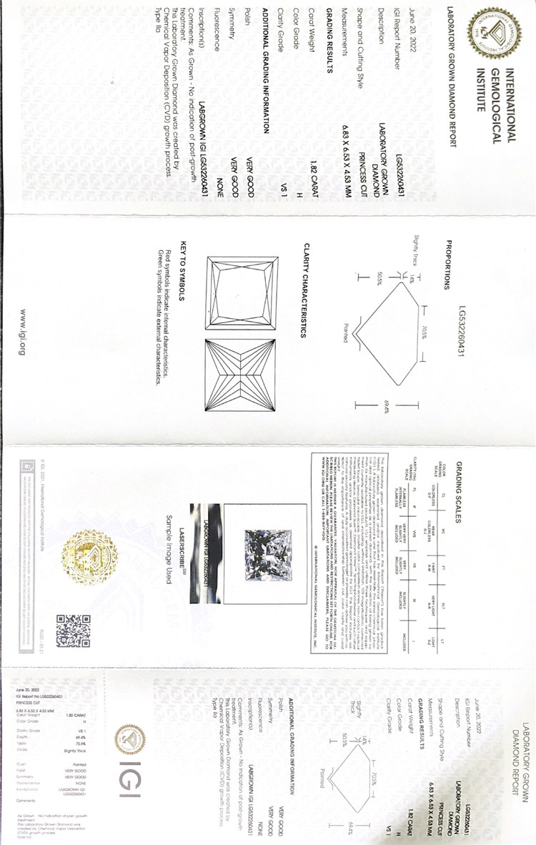 1.82 carat sq solutam homo fecit crystallini Square sq solutam lab adamantino favtory pretio