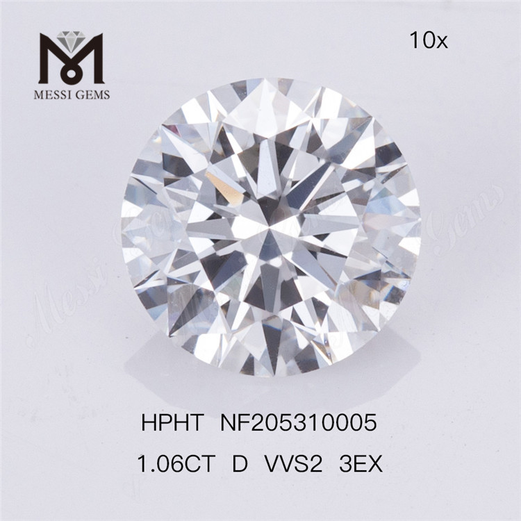 1.06ct D Color VVS2 3EX Round Synthetic HPHT Lab-Grewn Diamond