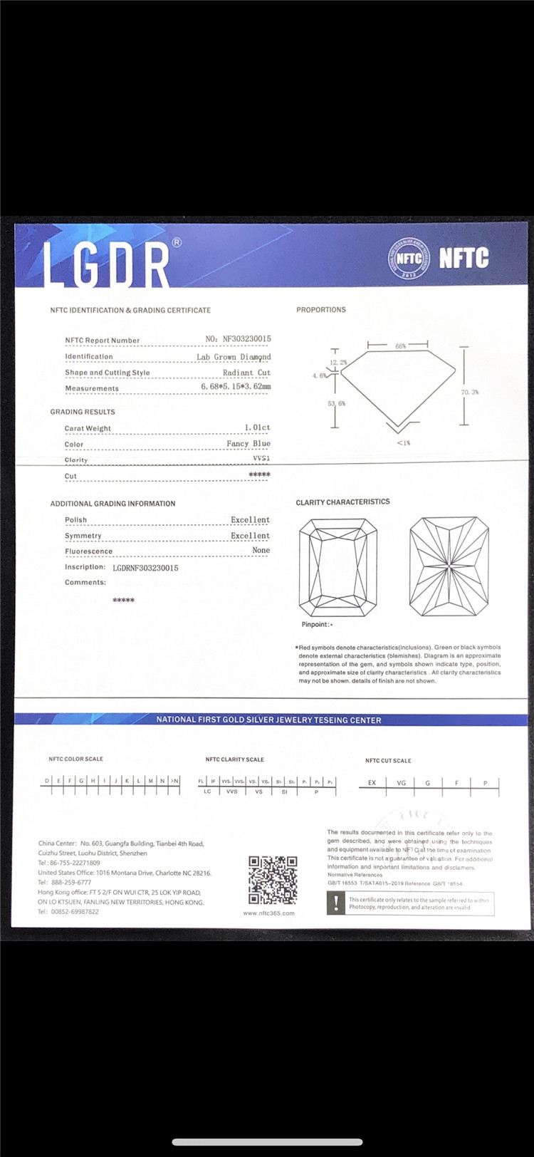 1.01ct RADIANT lab crevit crystallini Lupum