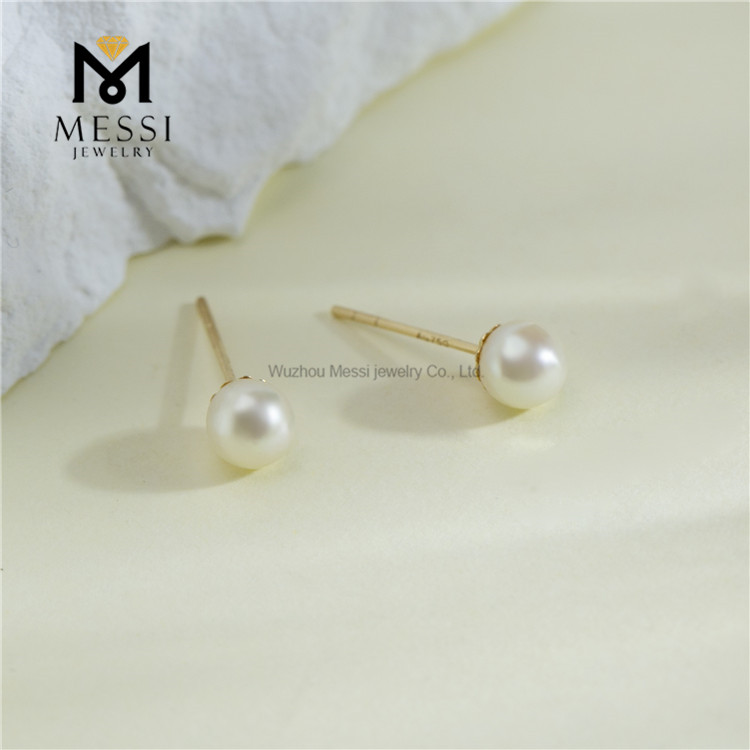 18K Aurum 4-5mm Elegans Bacca Inaures nuptiales pro Nuptiis