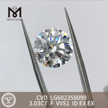 3.03CT F VVS1 ID EX EX CVD Lab Diamond Diamond ornatum LG602358099丨Messigems