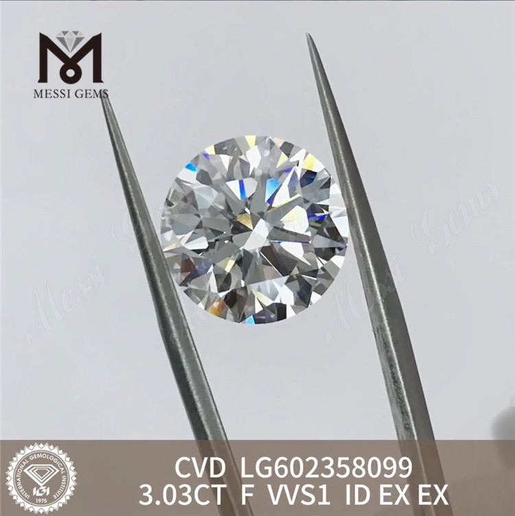3.03CT F VVS1 ID EX EX CVD Lab Diamond Diamond ornatum LG602358099丨Messigems