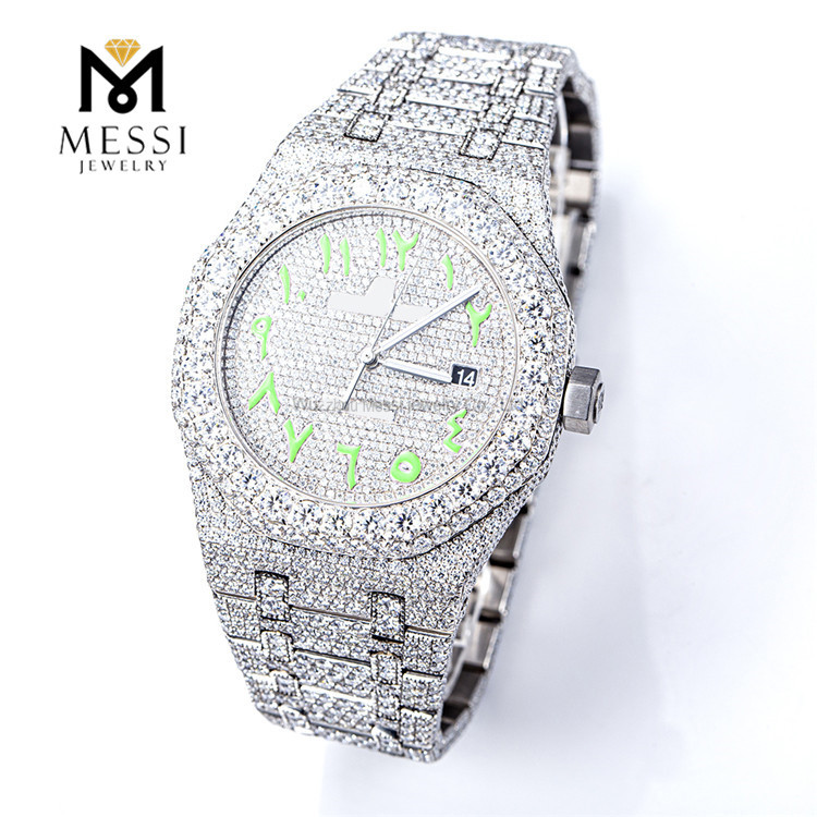 Luxuria & Scintillans Moissanite Iced Out Watch Special Text Mars