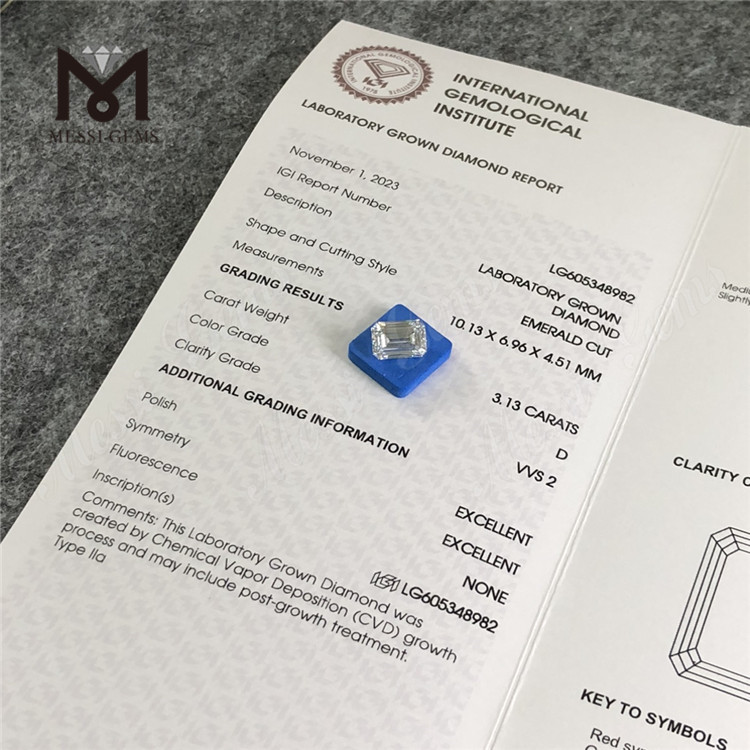 3.13CT D VVS2 EM 3ct igi adamantes pro Artisan Jewelry CVD丨Messigems LG605348892 certified