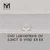 3.24CT OV D VVS2 CVD lab iaspis pretium Lupum fecit LG613376316丨Messigems