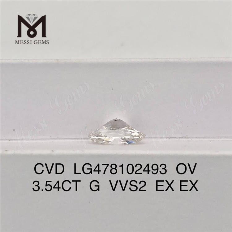 3.54CT G VVS2 OV lab adamas crevit CVD LG478102493 Messigems