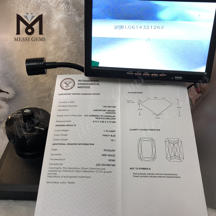 1.73CT lab adamantibus simulatis VS1 RECTA RED CVD LG614321262丨Messigems