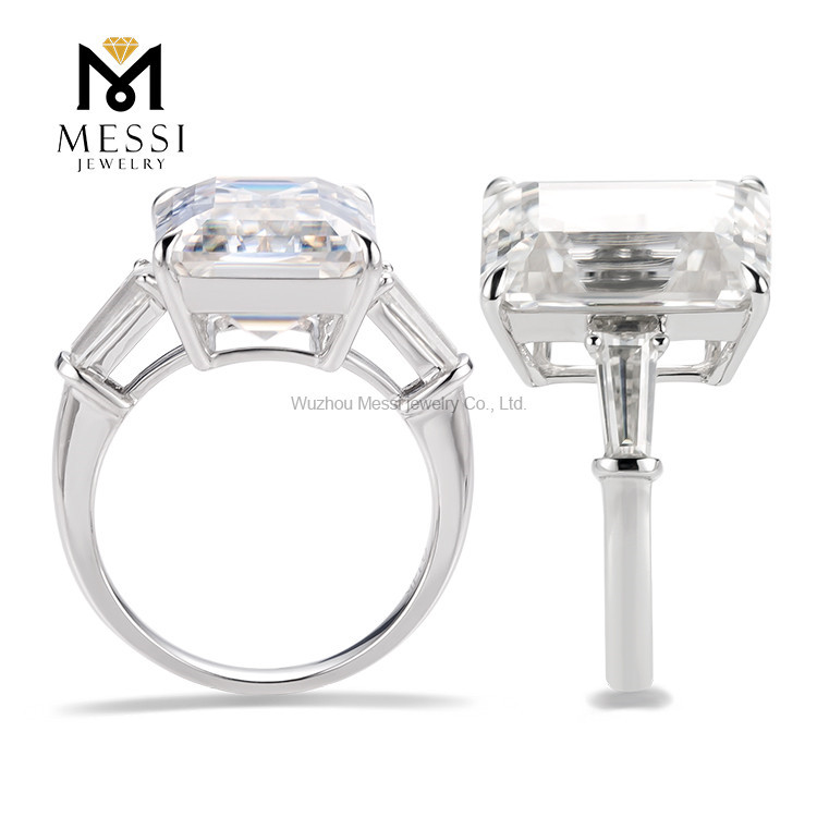14k 18k aurum aurum tres lapides 4ct magna lab adamas smaragdus sectus 3 Diamond Ring