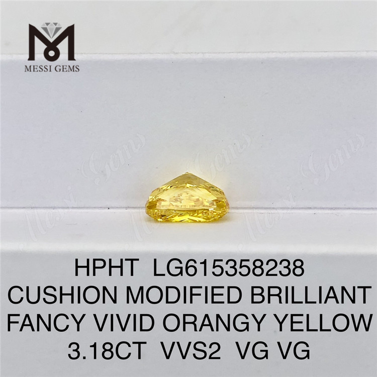 3.18ct VVS2 Cushion Umbra ORANANGY Yellow solutam crevit Diamond Pectus LG615358238