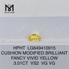 3.01CT Cushion Umbra Vivid Yellow VS2 homo est Diamons HPHT LG649410915 