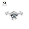 Donum natale moissanitae solitaire feminae anuli aurei 14k auri patella 925 anuli argentei
