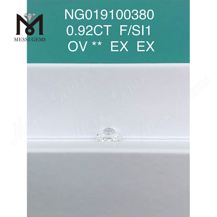 0.92ct F OVAL Gemstone Synthetica Diamond SI1 