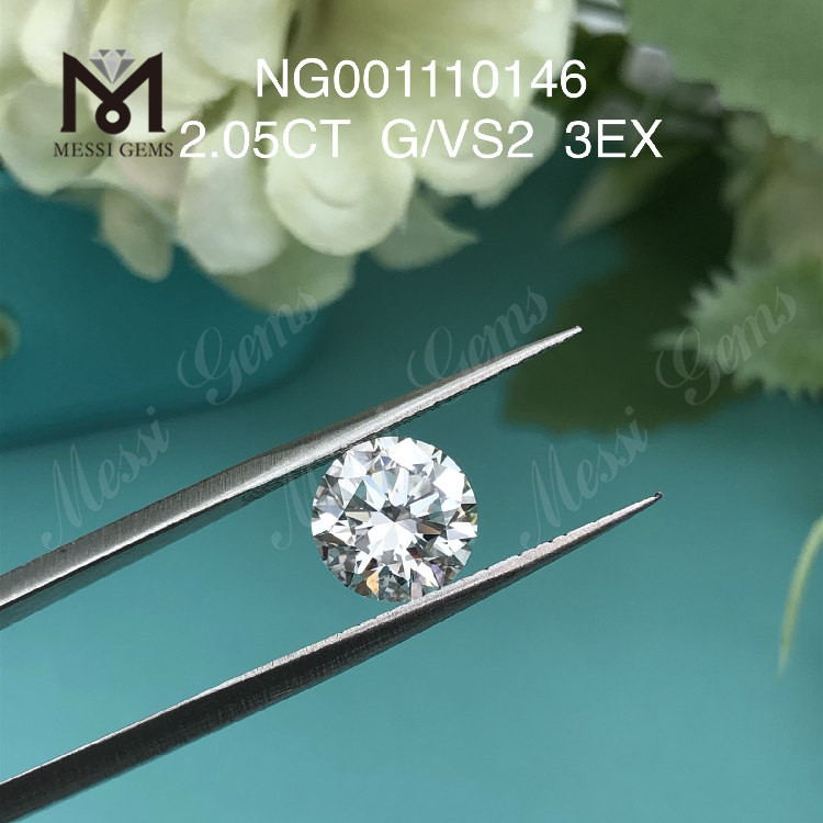 2.05ct G Round VS2 EX Cut Grade optimus lab crevit adamantibus