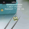 1.09ct FVY/SI1 radians sectis coloratis lab crevit crystallini EX