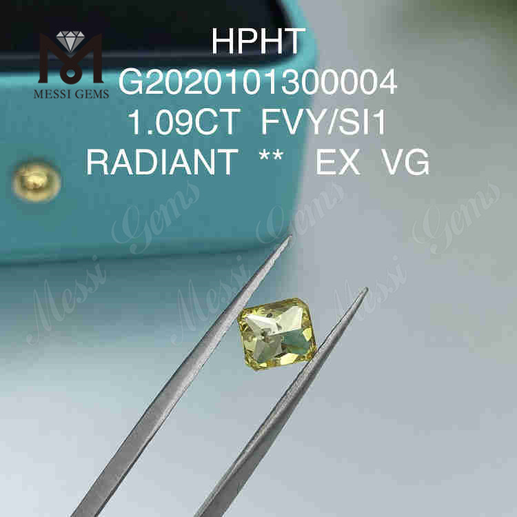 1.09ct FVY/SI1 radians sectis coloratis lab crevit crystallini EX