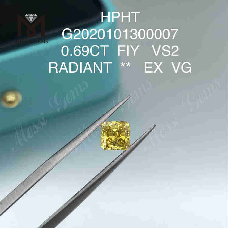 0.69ct fiy coloratus Fancus Yellow Lab crevit Diamond Vs1 Radiant Conscidisti 