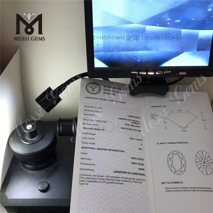 2.02CT F VS adamantibus syntheticis CVD lab adamantibus