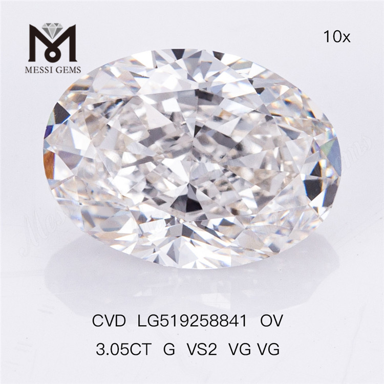 3.05ct G VS2 VG VG CVD Lab Diamond OVAL IGI Certificate
