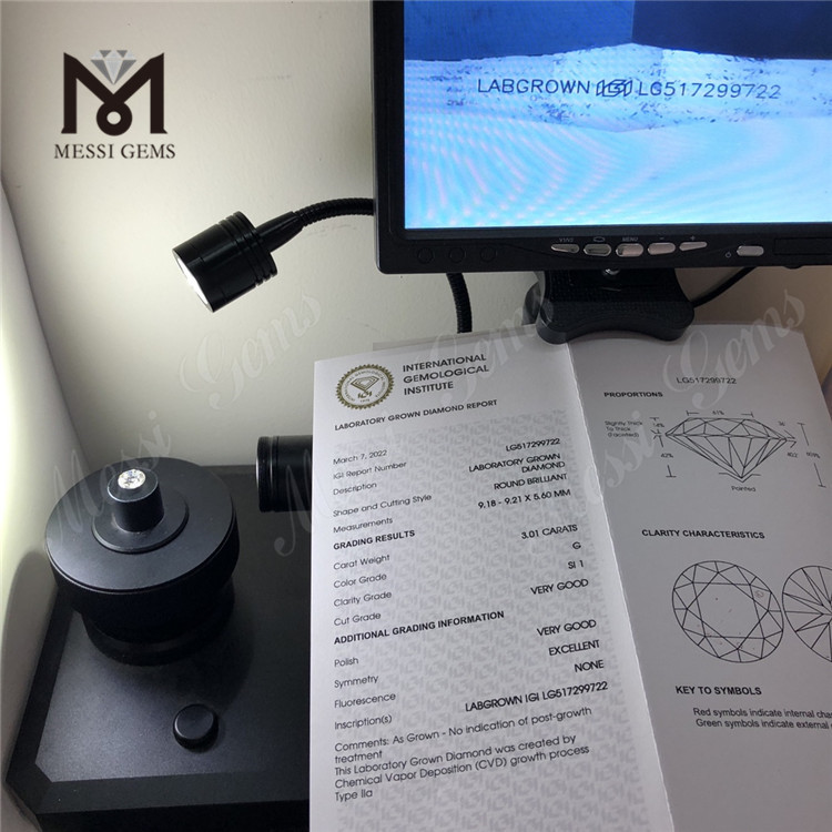 officinas pretium 3.01ct G SI1 rotunda figura soluta synthetica lab crevit adamas
