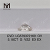 5.18CT OV figura G VS2 EX EX lab adamas ovalis CVD LG579372169